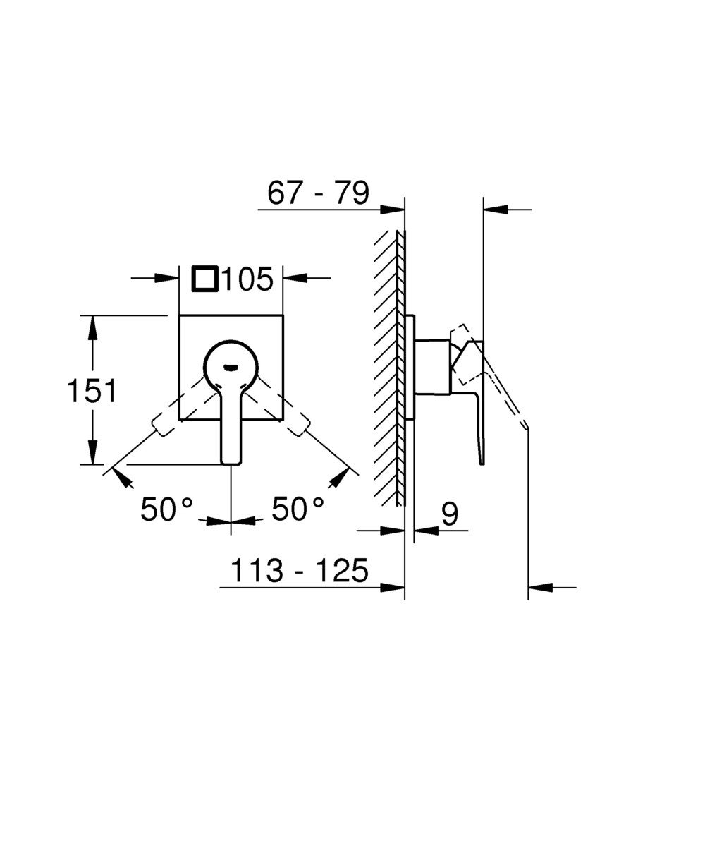 GROHE Lineare Single-lever shower mixer Square Trim