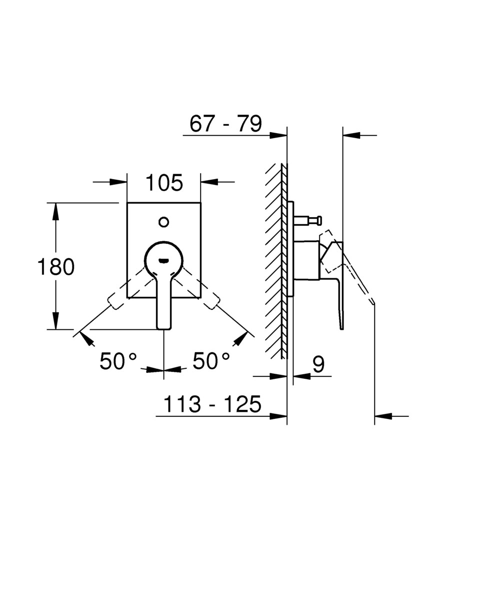 GROHE Lineare Diverter Shower Mixer Square Trim